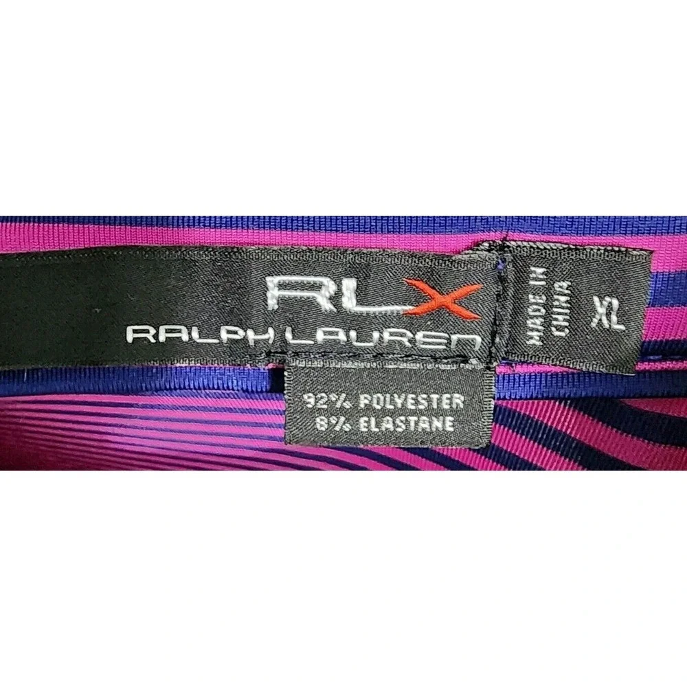 RLX Ralph Lauren‎ Golf Polo Shirt Striped Purple Pink XL